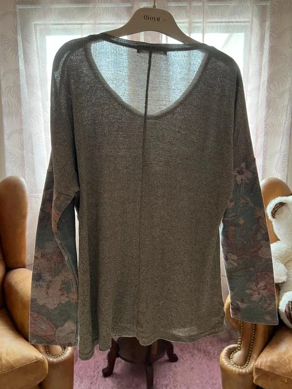 Blusa de Manga Comprida com Padrão Floral de Tom Verde – photo 2